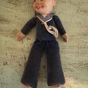 Vintage Sailor Doll in Navy Blue Outfit